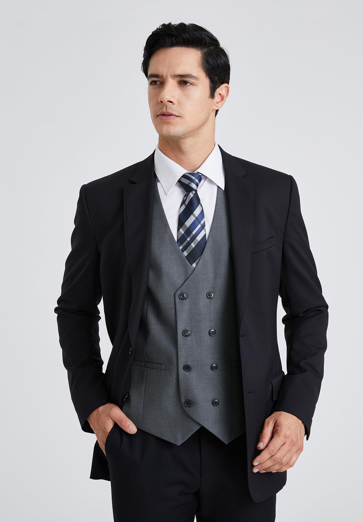 Enlision Gilet da Uomo a Doppio Petto Con Scollo a V Gilet da Abito Casual e Formale da Uomo