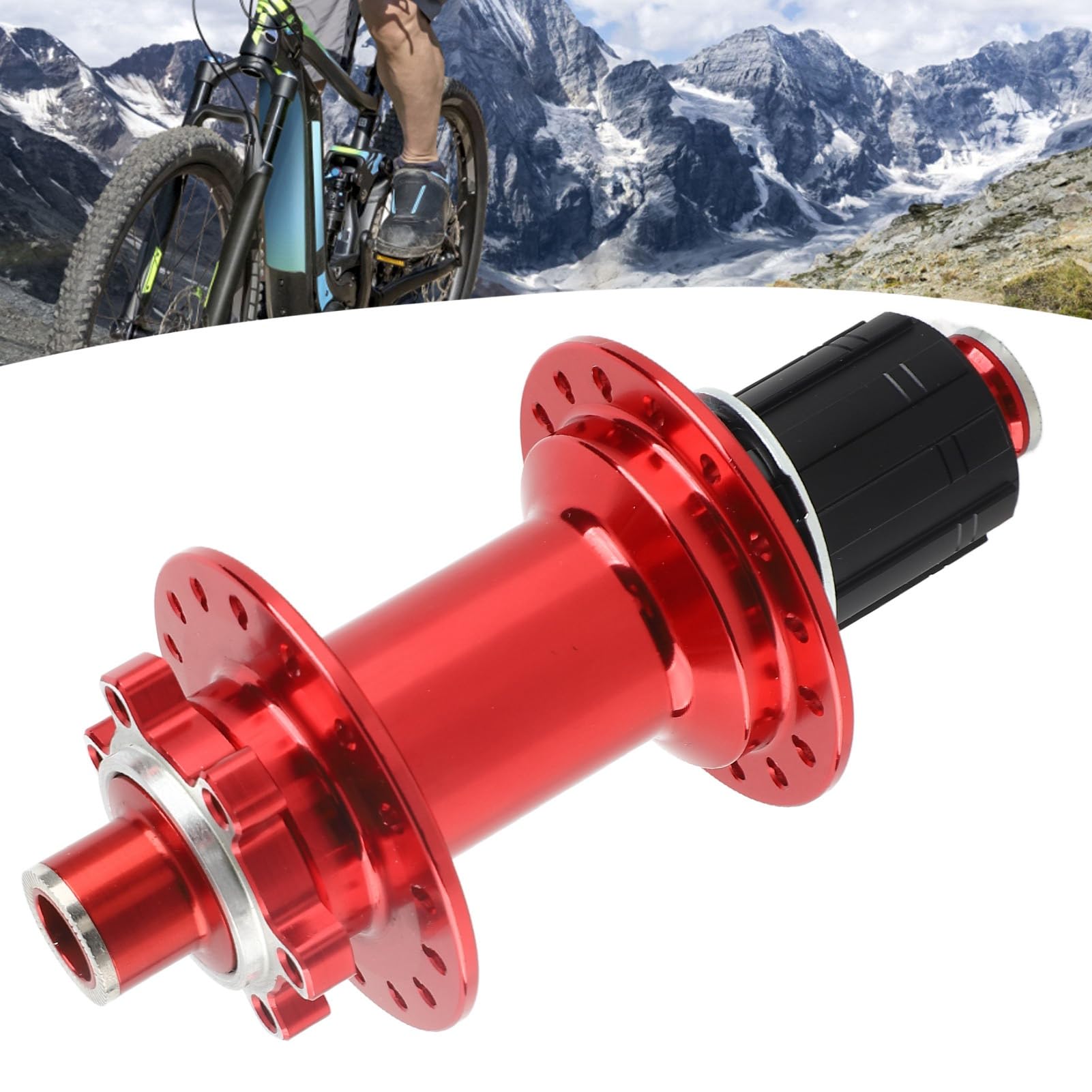 Buje de bicicleta de montaña de 32 agujeros, 4 rodamientos, 12 x 148 mm, proceso de corte CNC, buje trasero de bicicleta, aleación de aluminio, rojo, más esfuerzo y resistente con sellado