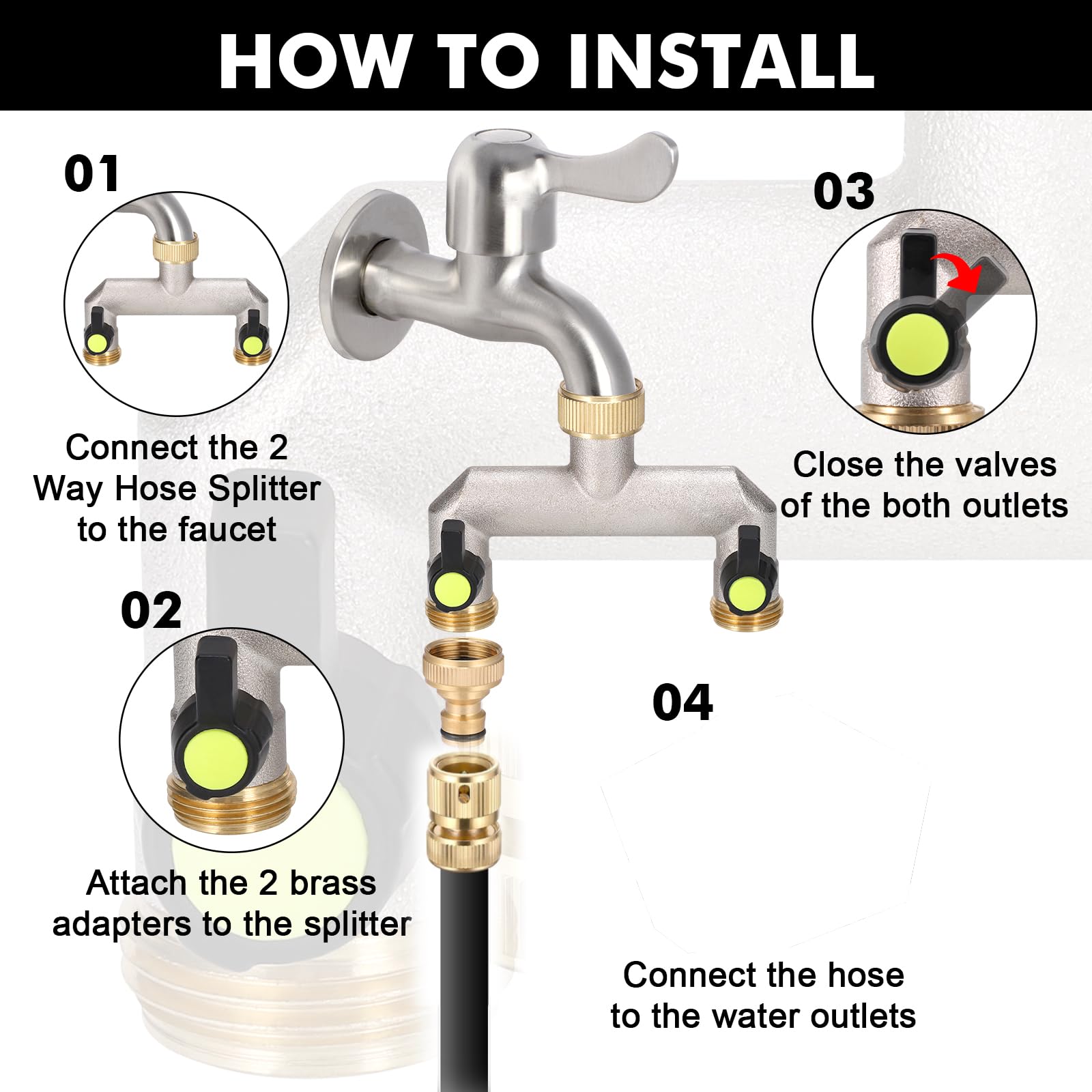 Distributore Acqua 3/4 Pollici, Rubinetto A 2 Vie, In Ottone, Connettore Acqua, Distributore, Tubo Da Giardino, Tubo Da Giardino Con Adattatore Da - Foto 4
