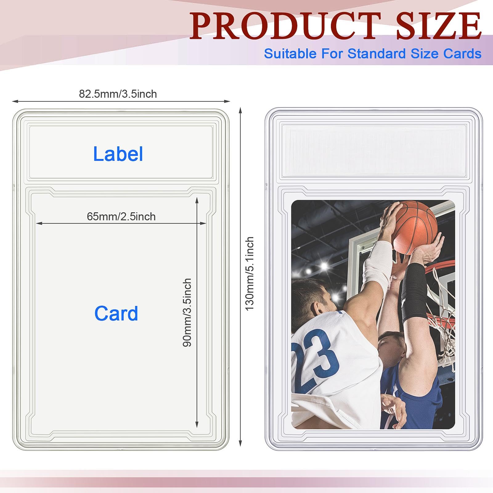 Gersoniel Sammelkarten-Schutzhülle, Acryl, transparent, Baseball-Kartenhalter mit Etikettenposition, harte Hüllen, kleine, stabile Aufbewahrungsbox für Standard-Sammler, Sportspielqualität, 48 Stück