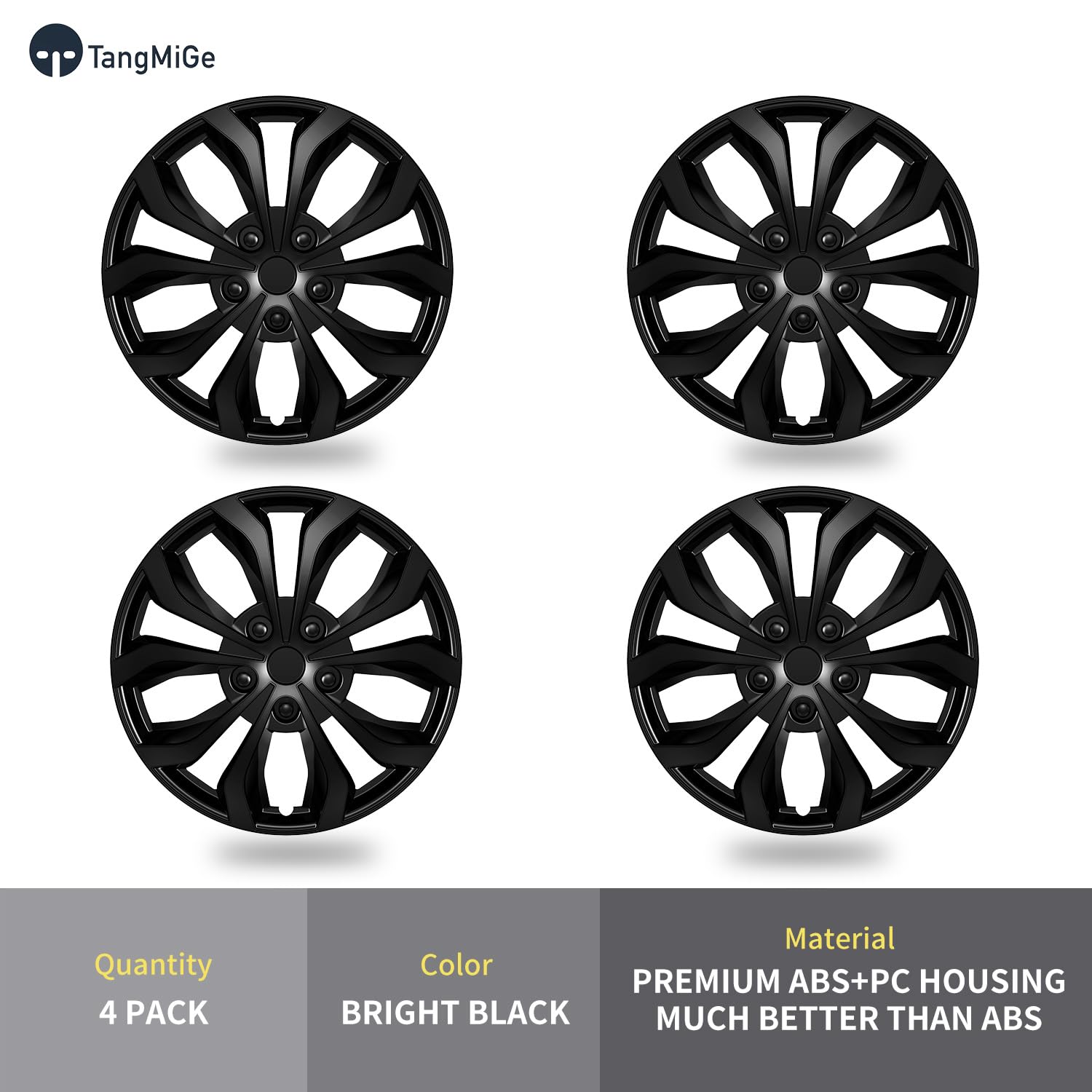 TangMiGe Copricerchi universali per ruote da 15", set da 4 pezzi, copricerchi (nero, 15 pollici)