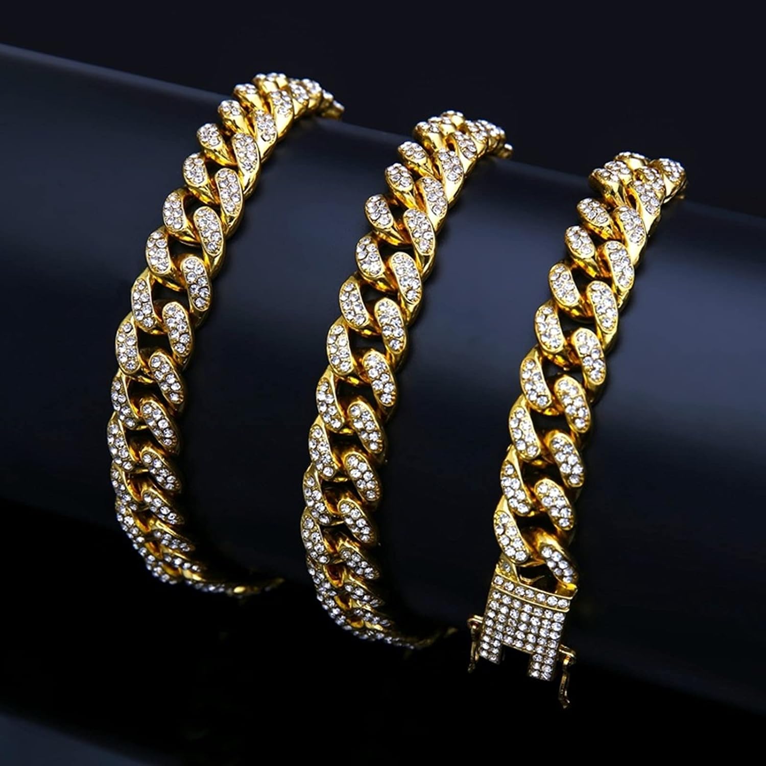 Chain Necklace Women, Mens Gold Chain Necklace Gold Plated, Iced Out Curb Cuban Necklace, 12.5mm Gold Chain Necklace 20-30 Inches