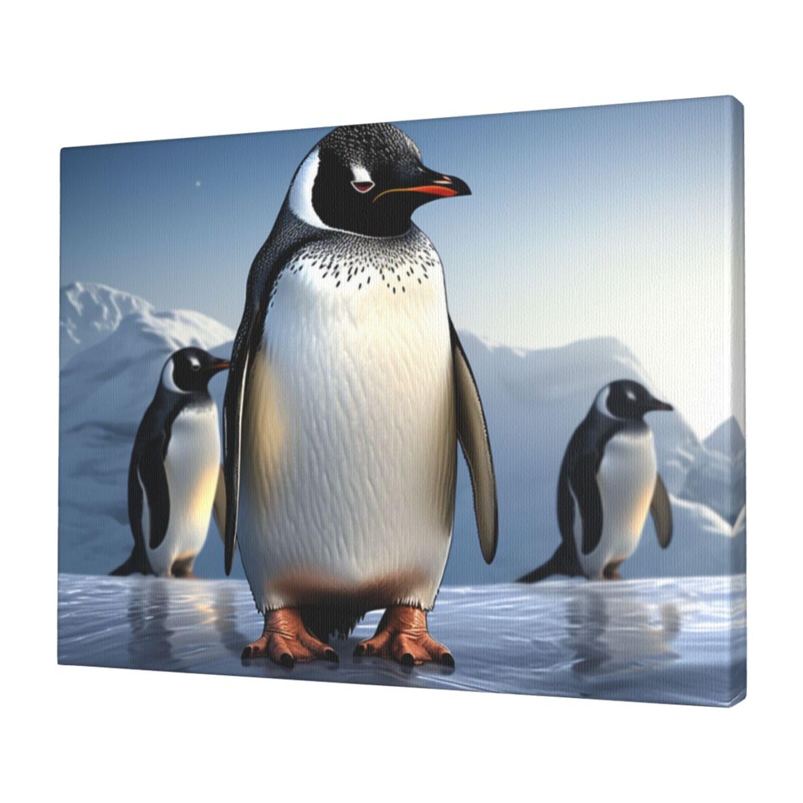 FodPand Canvas Wall Art for Living Room Wall Decor 12"x16" Modern Artwork Painting Pictures Hanging Canvas Prints Penguin Aesthetic Wall Art for Bedroom Bathroom Office Wallart Decor