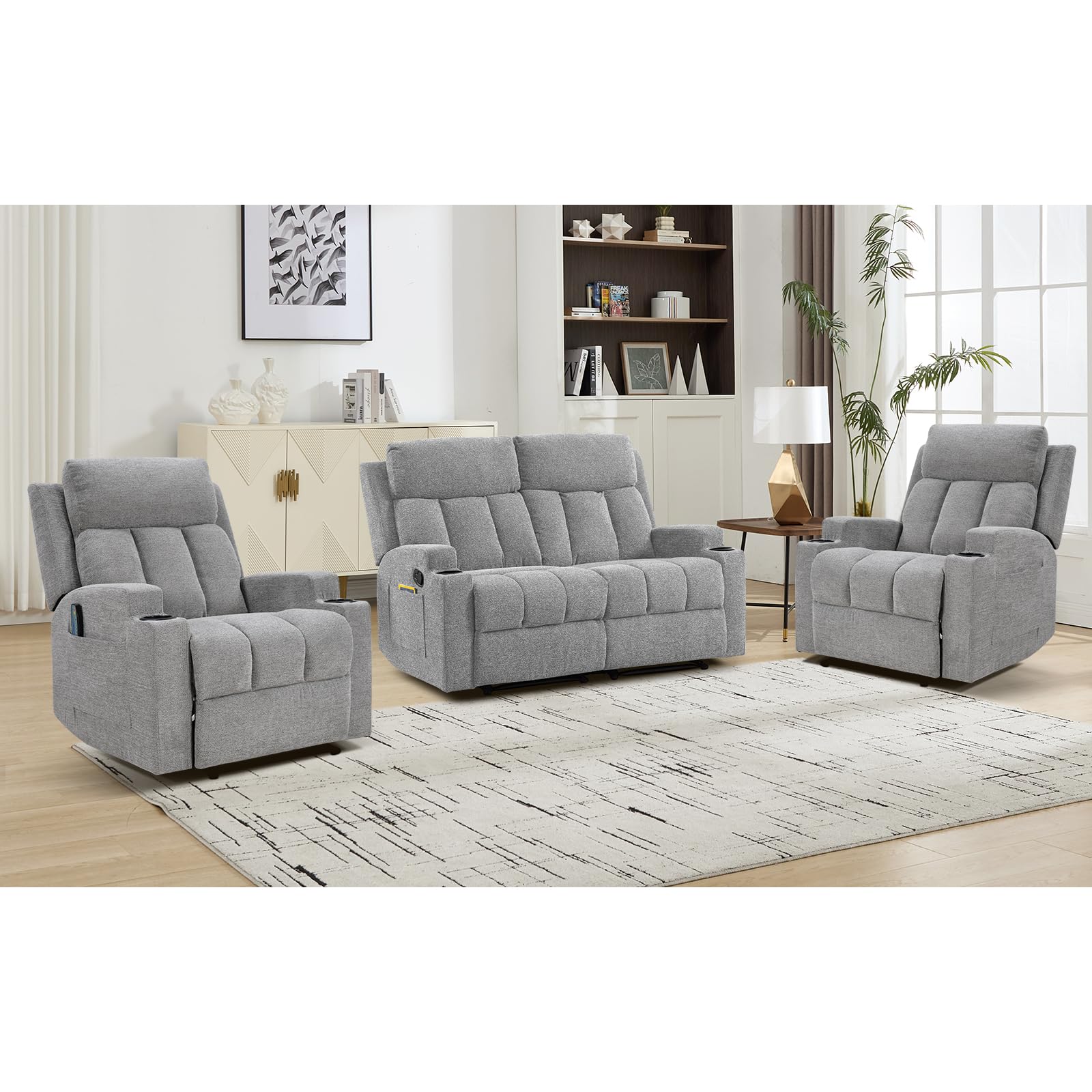 Light Grey / 2 Chairs+Loveseat