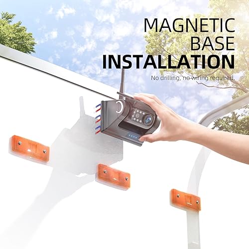 Miniatura 2 de eRapta Cámara de respaldo inalámbrica solar magnética de 5 pulgadas, instalación de bricolaje de 1 minuto, HD 1080P, transmisión de 328 pies,