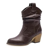 Western Cowboy Boots for Women - Durable Stack Heel and Ankle Style Cowgirl Boots - Comfortable Faux Leather Teen Girls & Women's Ankle Booties