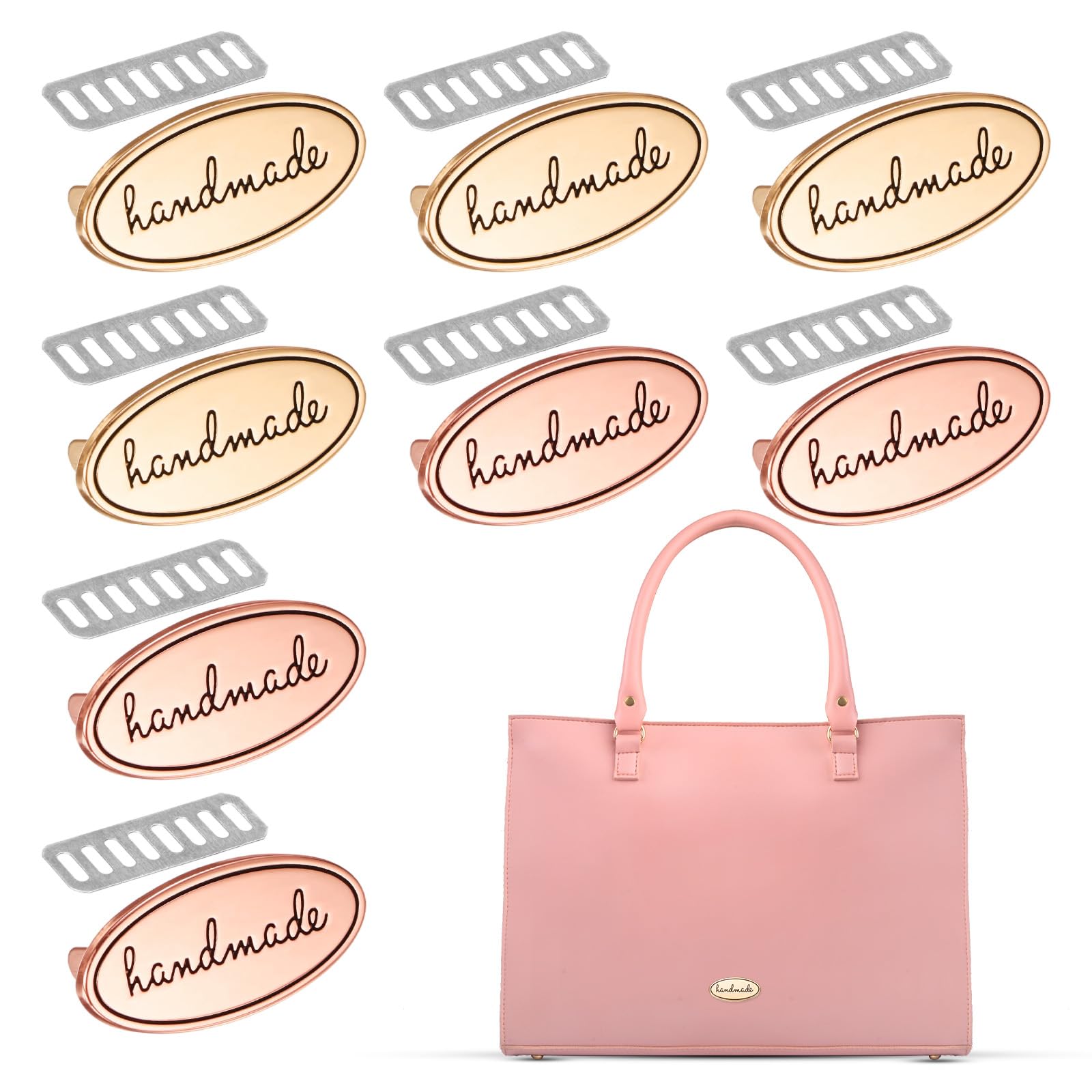 TIXIPEM 8PCS Handmade Metal Oval Tags Label 1.57 x 0.79 in — image 1