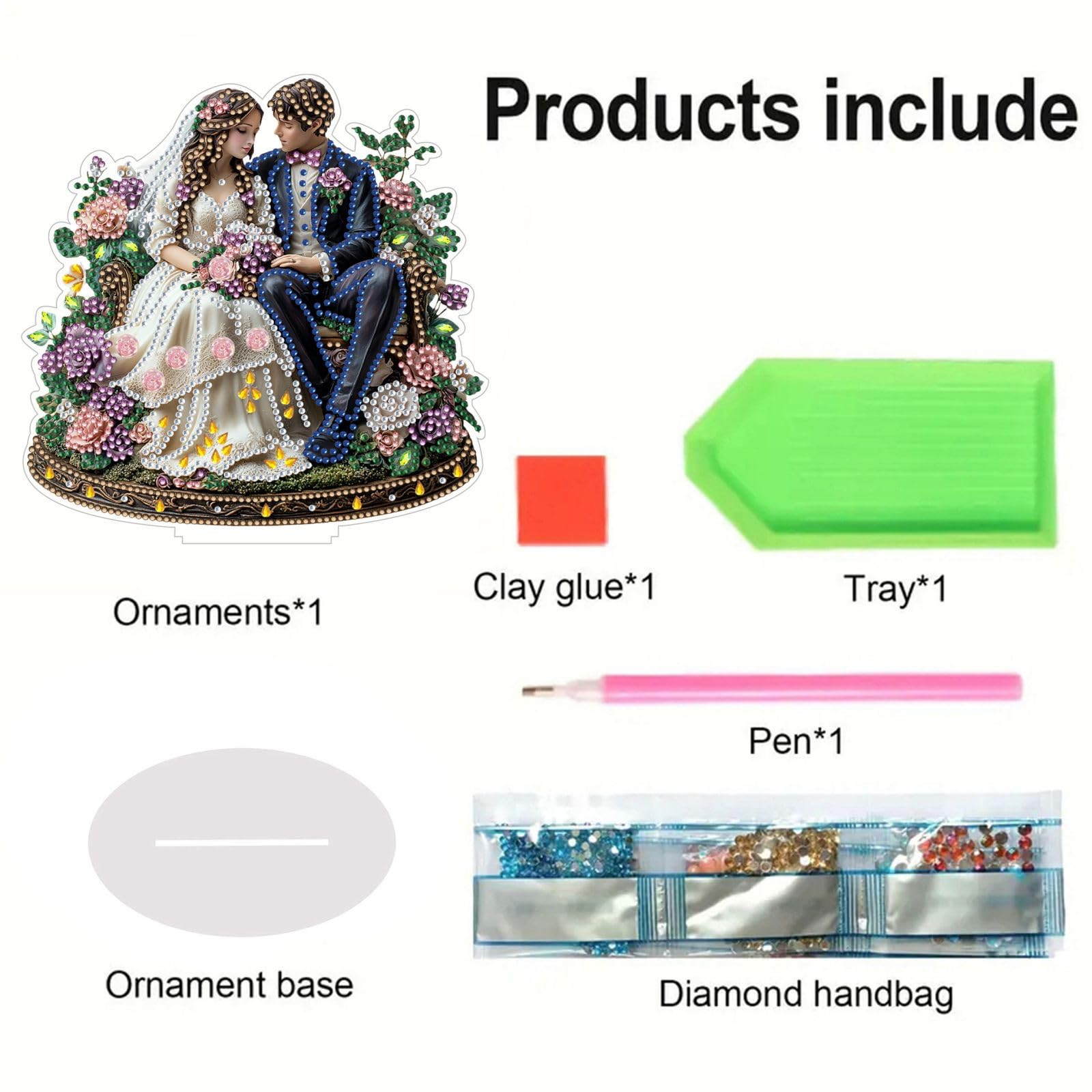 Kit Diamond Painting 5D BRTNUP A Forma Di Vaso Con Fiori – Fai Da Te Per Decorazione Casa E Ufficio - 5