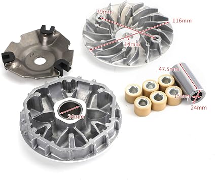 Topteng Front Primary Variator Clutch Movable/Face Drive Complete with Rollers & Shaft for Honda PCX125 WW125 2009-2014, PCX150 WW150 2009-2013, PCX150 2014-2018 22011-KWN-900