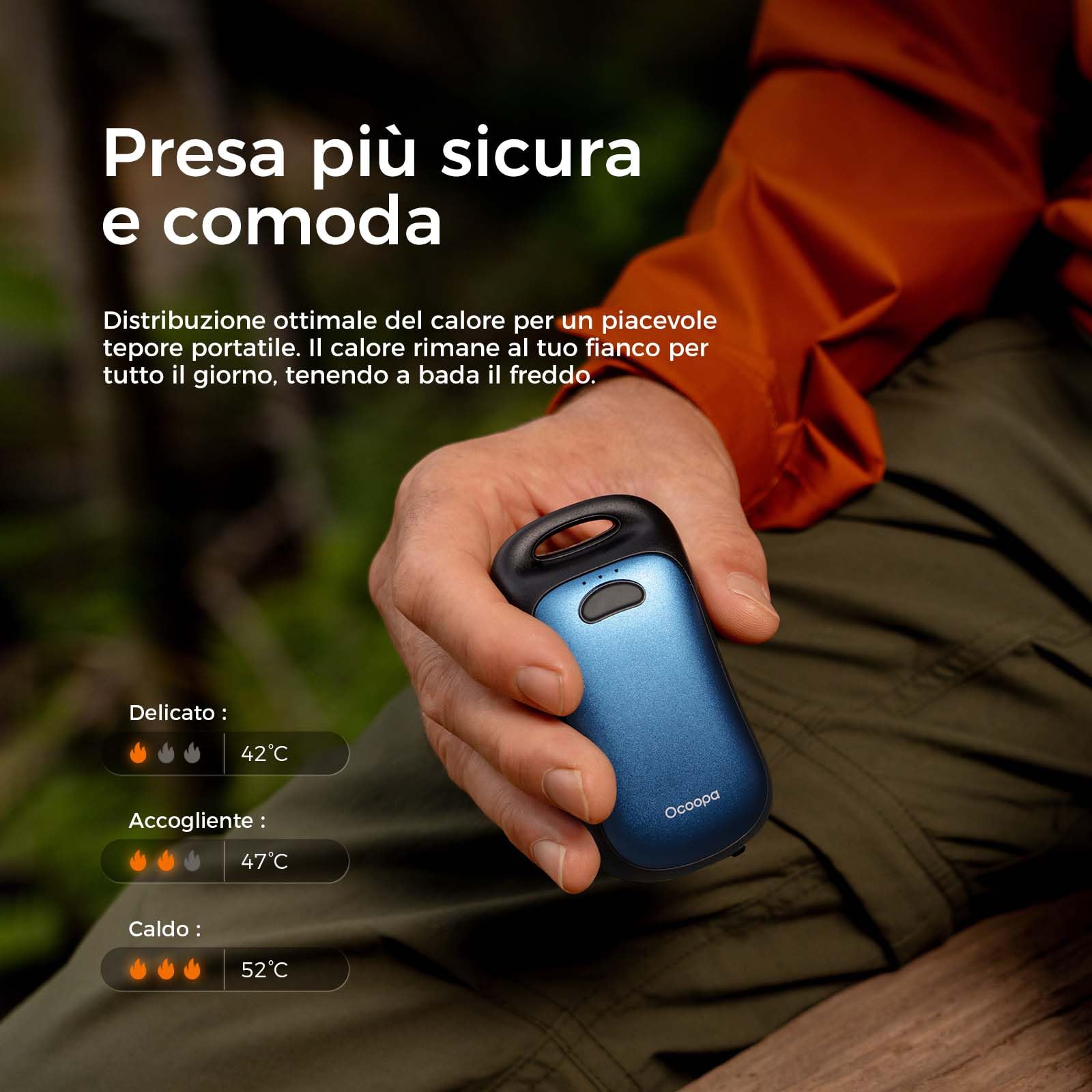 OCOOPA Scaldamani ricaricabili 2 pezzi magnetici,IP45 resistenti all'acqua, scaldamani elettrici 6000 mAh, calore 18 ore, riscaldatore tascabile portatile, regali per esterni, golf, campeggio, Urban