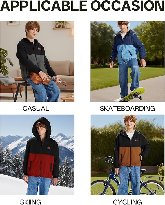 ZITY Boys Fleece Jacket Sherpa Lined Zip Up Hoodie for Kids