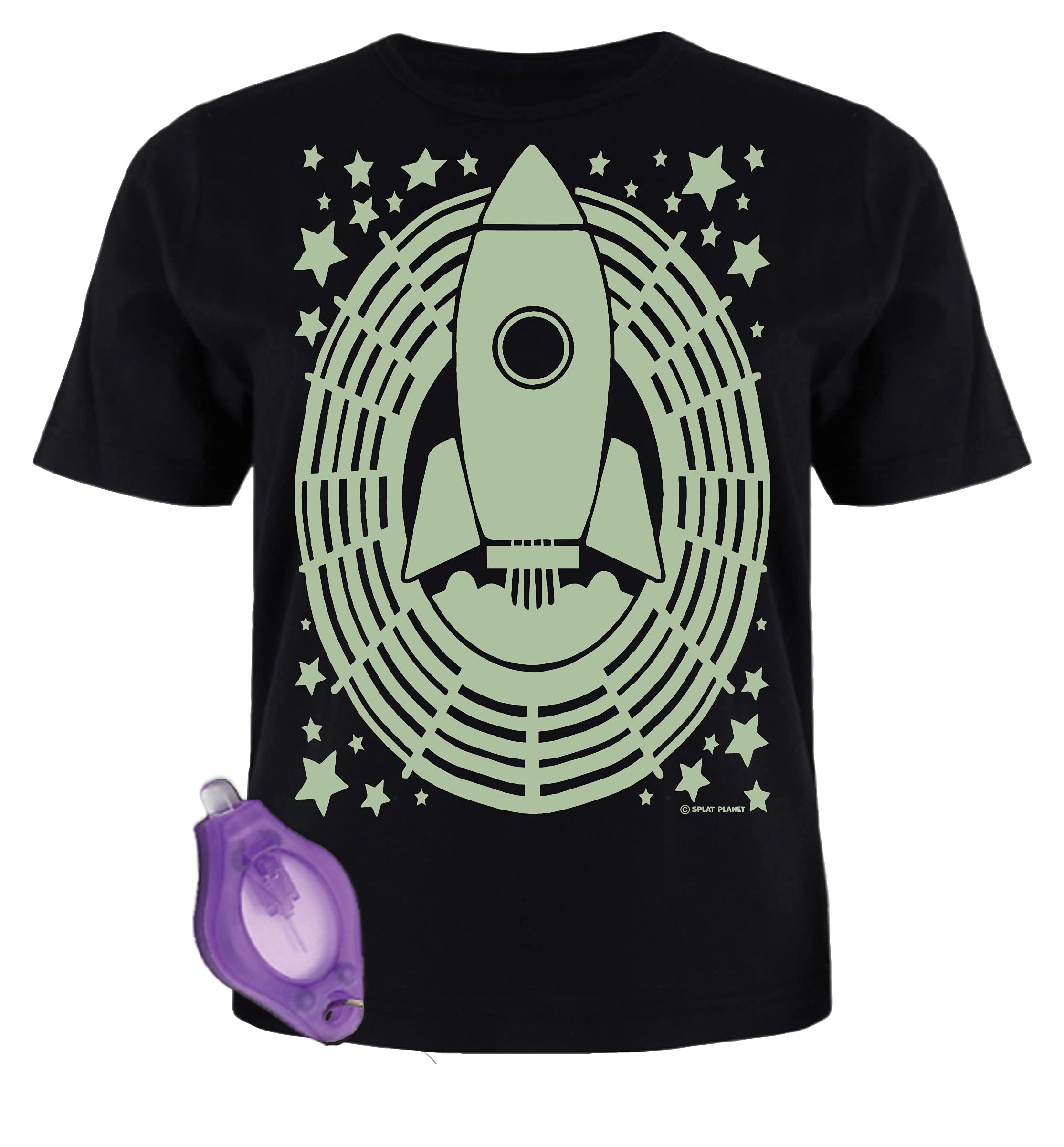 Splat PlanetSpace Magic Creative Glow in The Dark T-Shirt with UV Glow Pen Torch for Kids