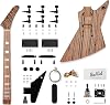 Bad Cat Instruments Electric Guitar, DIY Zebrawood Electric Guitar Kit, Solid Body Beginner Guitar Kit with 2 Humbuckers, Rosewood Fingerboard, Explorer Style White