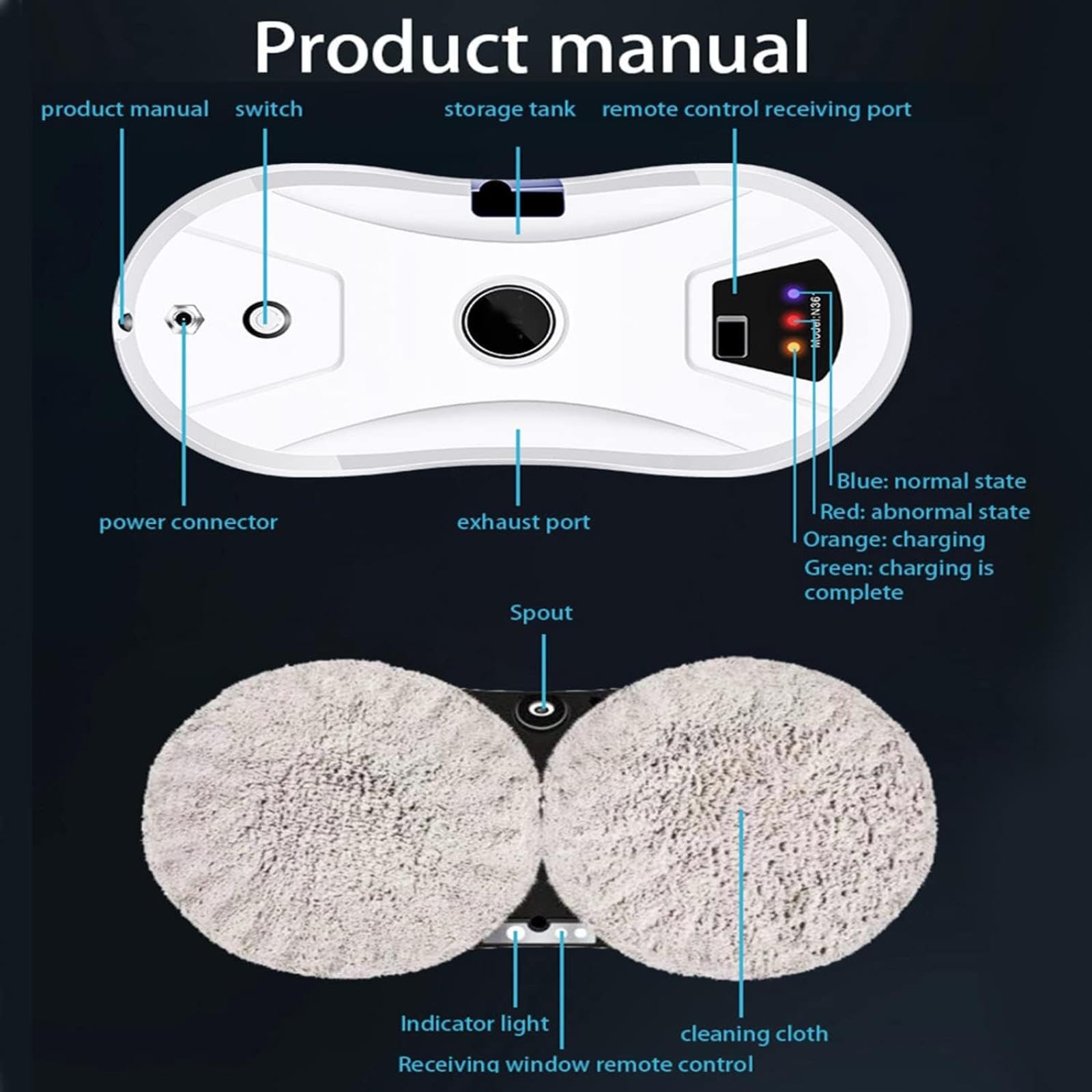 Robot limpiador de ventanas, aspiradora inteligente con spray de agua automático, robot de limpieza de vidrio con control remoto