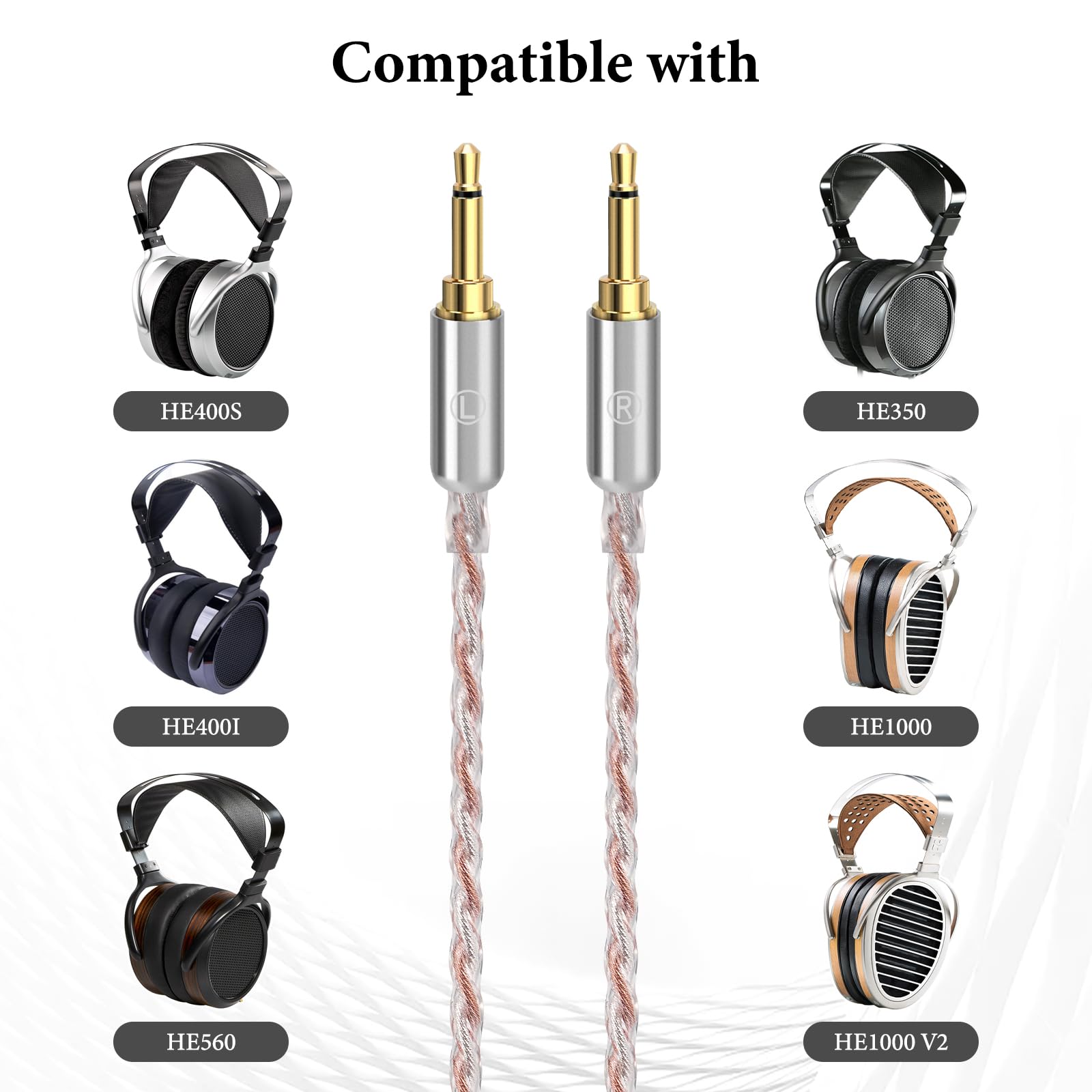 GEEKRIA Apollo 4,4mm Balanced Stecker auf Dual 2,5mm Stecker Upgrade-Kabel für HIFIMAN HE400S, HE-400i, HE560, HE350, HE1000 V2, 4-adrig 6NOCC Kupfer (4,9FT / 1,5M)