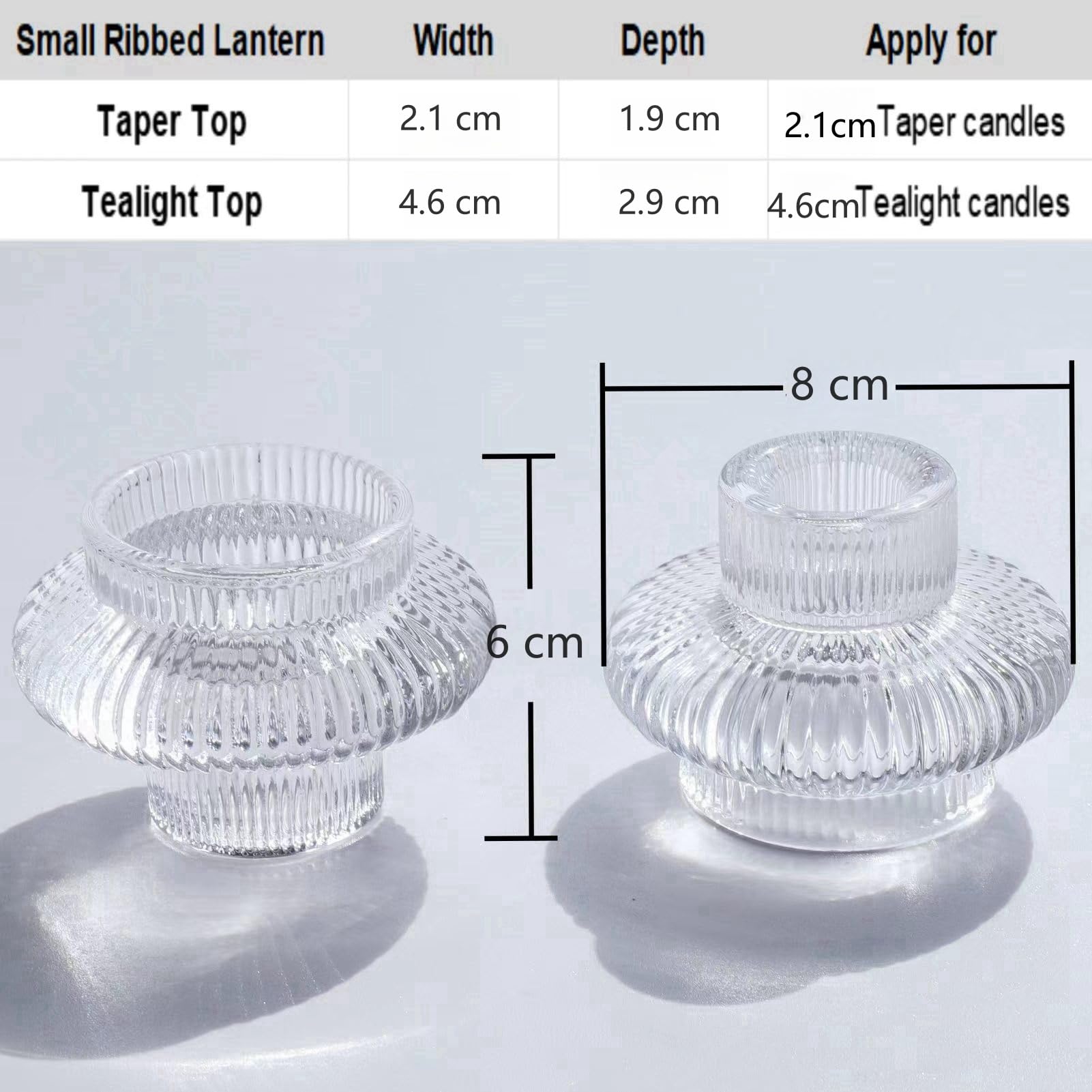 6 portavelas transparentes para centro de mesa de boda