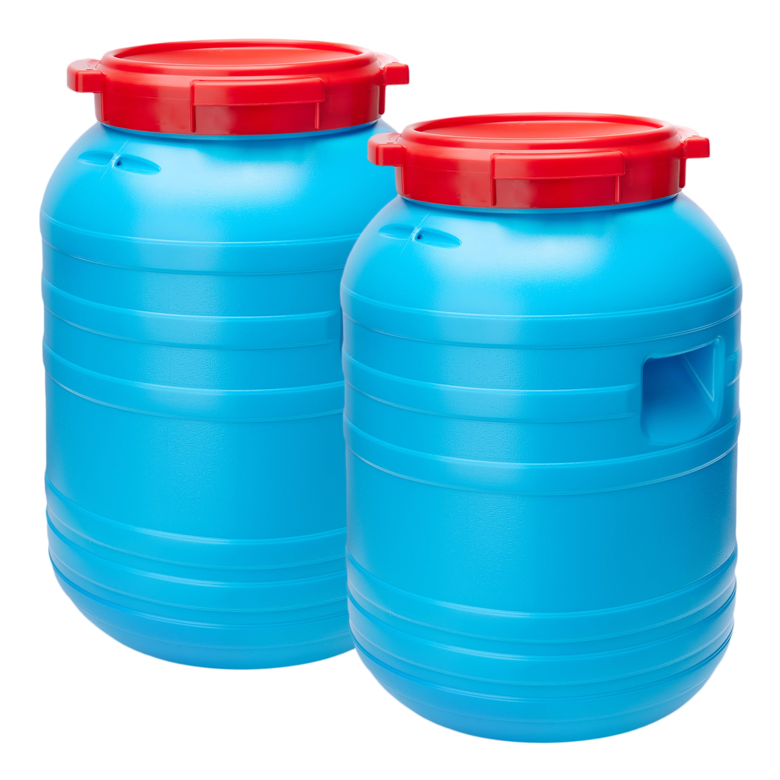 Garronda 30L 2-er Pack Plastikfass Lebensmittelfass aus HDPE-Kunststoff Regentonne Kunststofffass Universalfass Deckelfass Lebensmittelecht Wasserfass Regentonne Lagerfass Stabile Griffmulden GD-0055