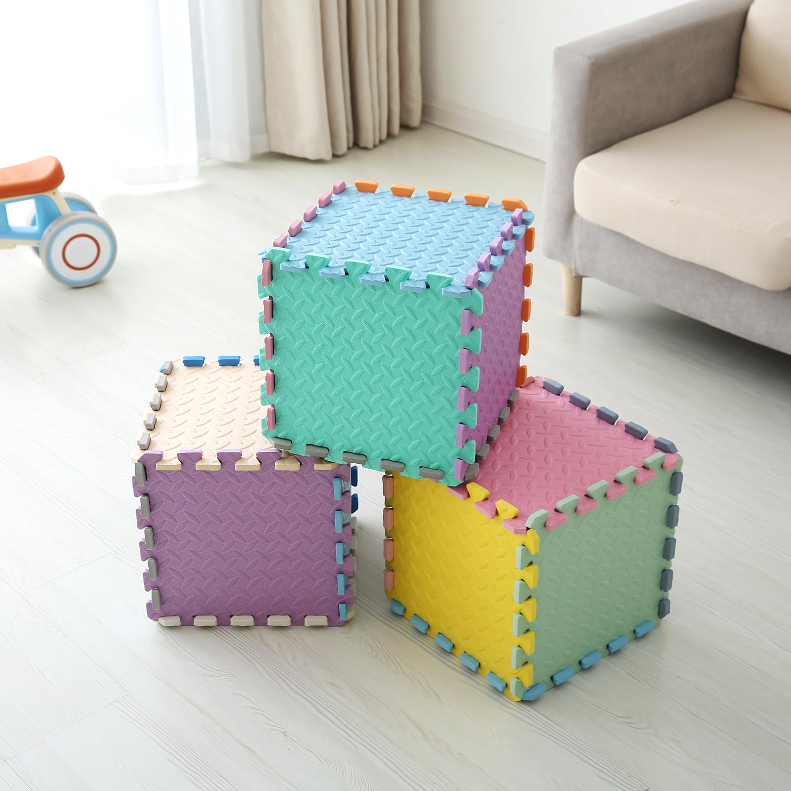 Lot de 16 dalles en mousse pour sol, carreaux carrés en mousse emboîtables
