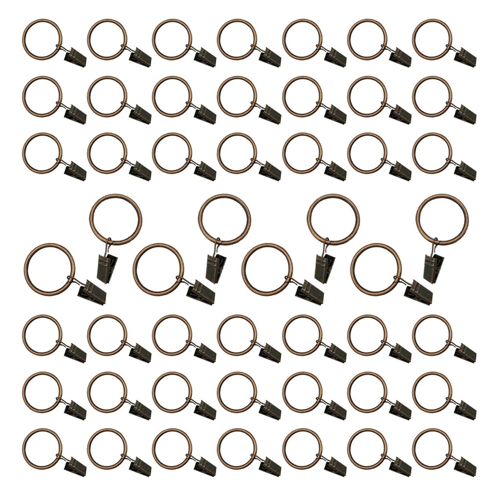 Vorhanghaken, 100 Stück, Eisen-Vorhangring-Clips | Gardinenstangenhaken aus Metall, Vintage-Stil, für Fensterbehandlung, Badezimmer, Zimmer, universell (braun)
