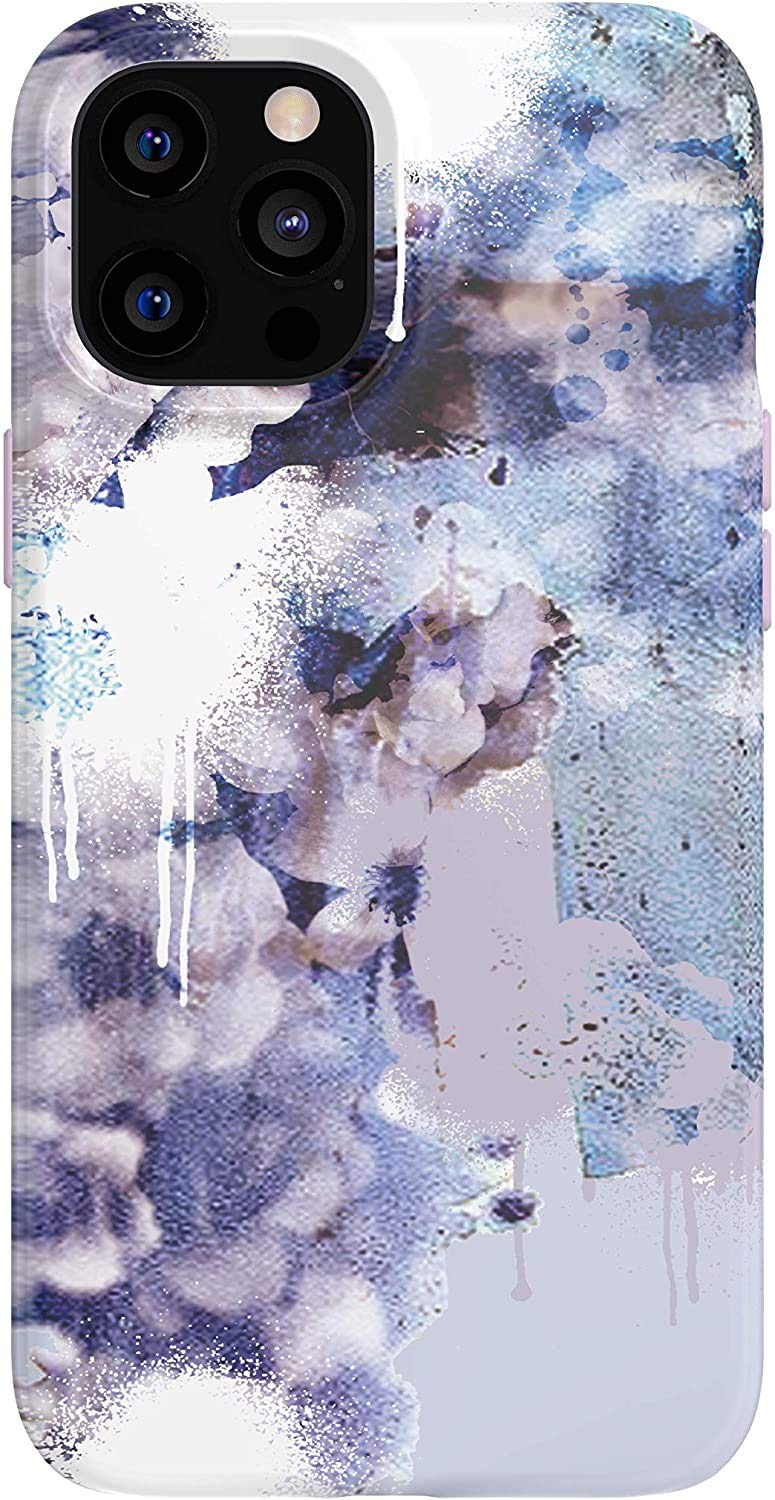 Tech21EcoArt Collage White and Blue for Apple iPhone 12 Pro Max 5G - Fully Biodegradable Phone Case with 3 Meter Drop Protection