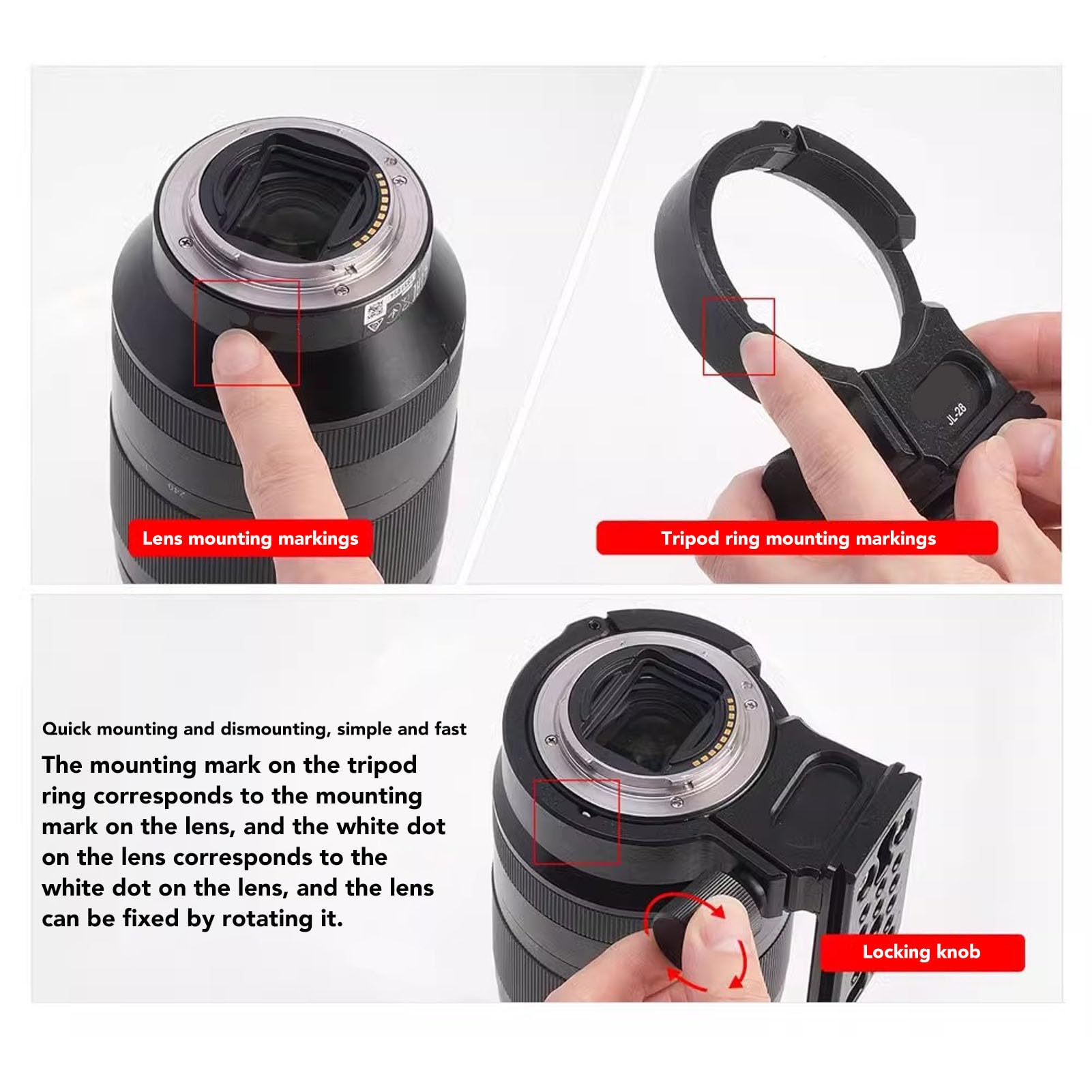 LMR C100 Lens Collar Replacement Foot Tripod Mount Ring D for EF 100mm f / 2.8L Macro is USM Lens Built in Arca Type Quick Release Plate