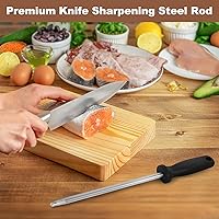 Vista 2 de 12 Inches Knife Sharpening Steel Rod, High Carbon Steel Honing Rod with 9 Inches Sharpening Steel and Ergonomic PP Handle, Premium Kitchen Knife