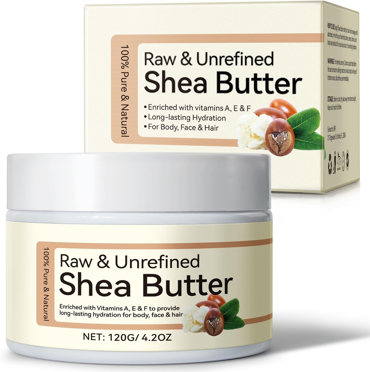 QJCWXIAOX Raw & Unrefined Shea Butter for Body, Face & Hair, Pure Shea Butter with vitamins A, E & F, Long-Lasting Hydration for Dry Skin, Hair Care, DIY Lip Balm, Natural Moisturizer