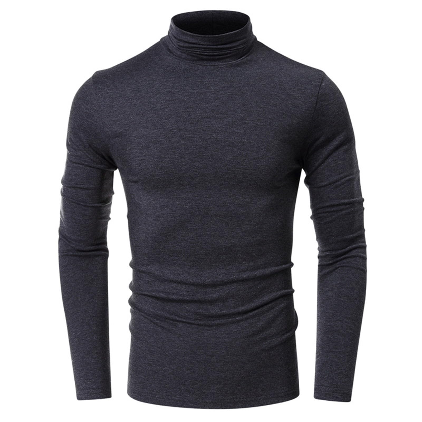 Men’s Thermal Long Sleeve Shirts Mock Turtleneck T-Shirt Slim Fit Undershirts Lightweight Pullover Sweaters Top Dark Grey