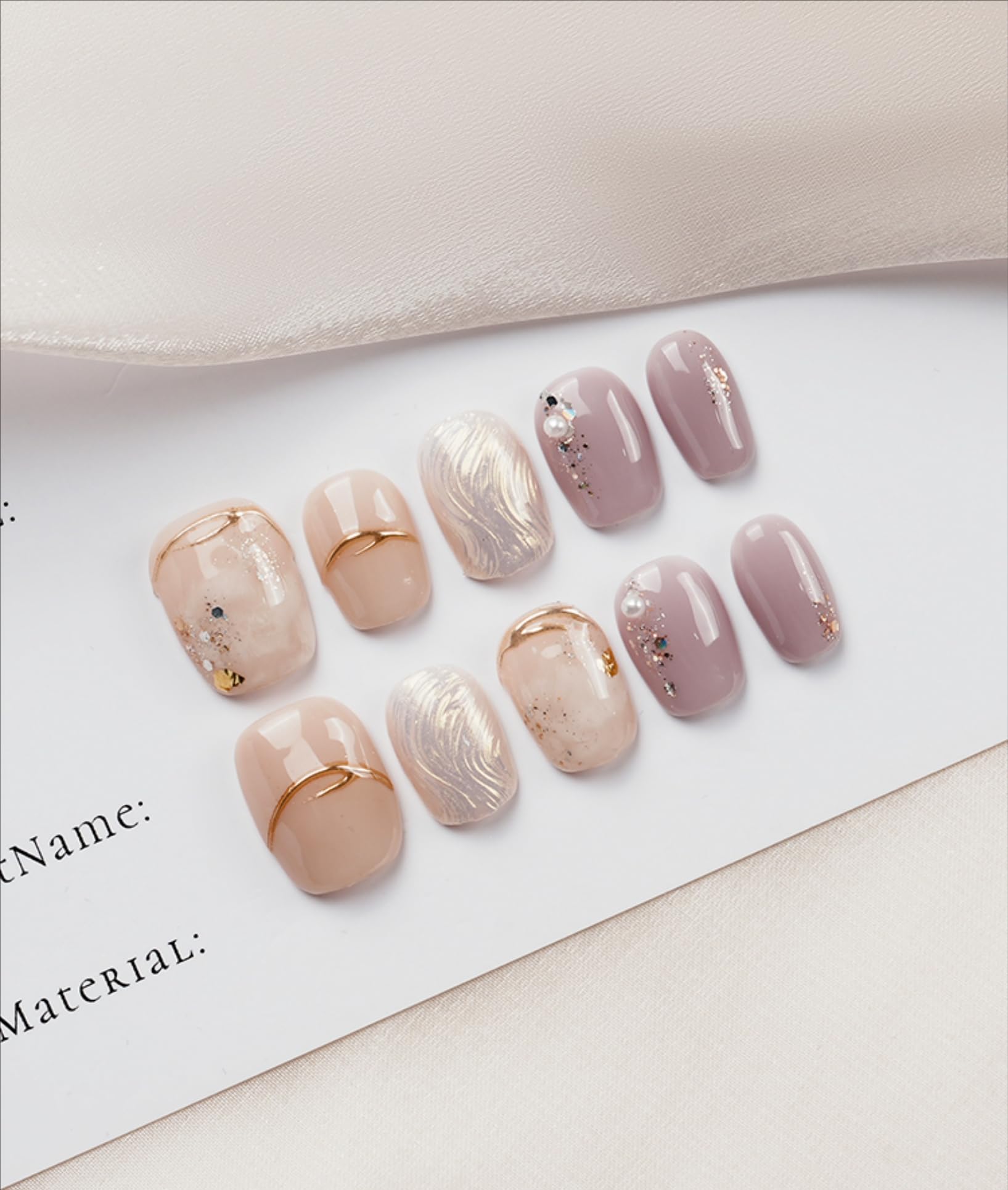 Amazon | LemiVibe·「桜雫」ネイルチップ ショート 短め 紫 白 100