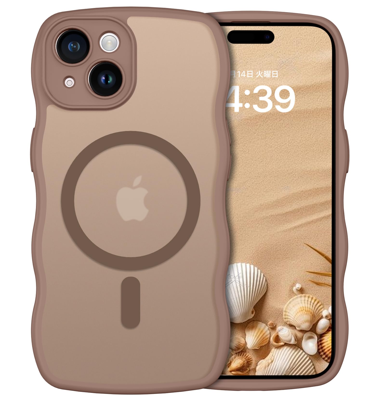GUAGUAiPhone15 ウェーブケース Magsafe対応 いphone 15 ソフト うねうね 透明 マット感 かわいい 人気 韓国おしゃれ 黄ばみなし 米軍規格 耐衝撃 マグセーフ マグネット 滑り止め なみなみ アイフォン 17用カバー