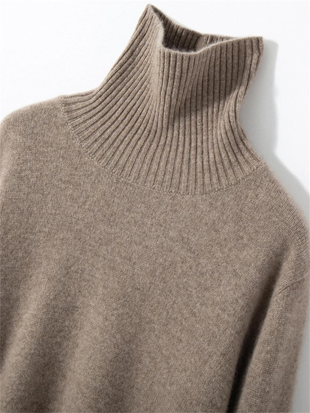 Damski sweter oversize solidny golf swetry z długim rękawem gruby sweter top