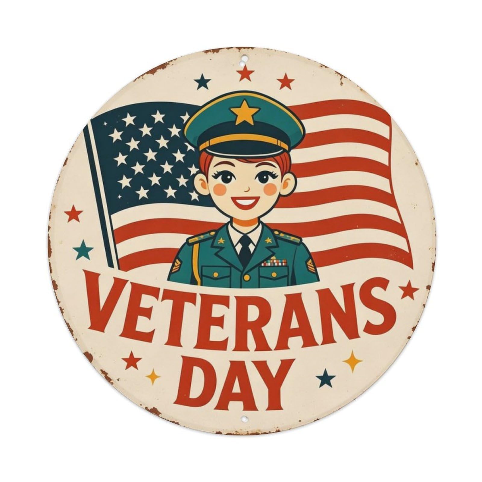 Vintage Veterans Day Metal Tin Sign Plaque