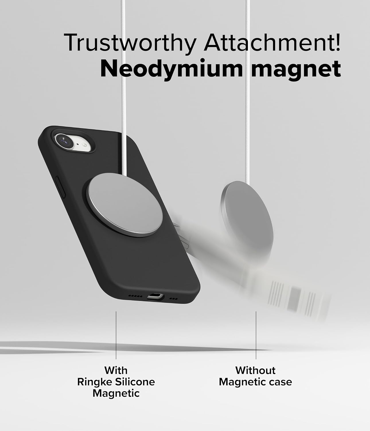 Ringke Silicone Magnetic for iPhone 16e Case [Compatible with MagSafe] Feels Velvety Slim Cute Soft Phone Cover for Women, Men - Black - Image 3