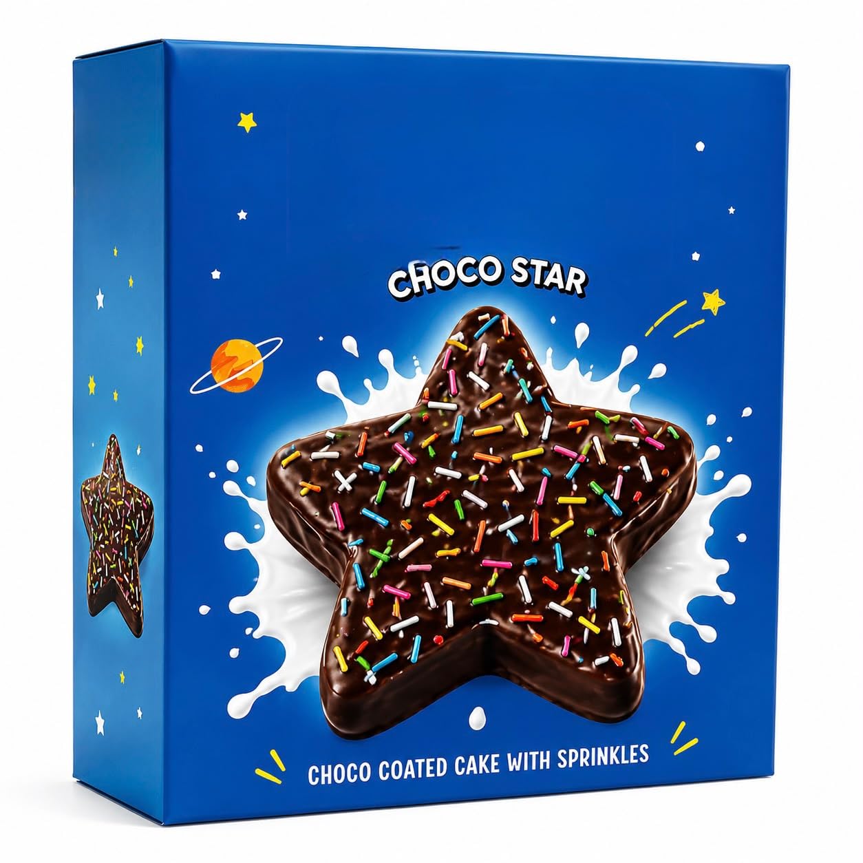ZIGGGYY STAR |CHOCO COATED CAKE WITH SPRINKLERS |Eggless Cake |Moist Soft Snack - 45G EACH (Pack Of 10)-image-37