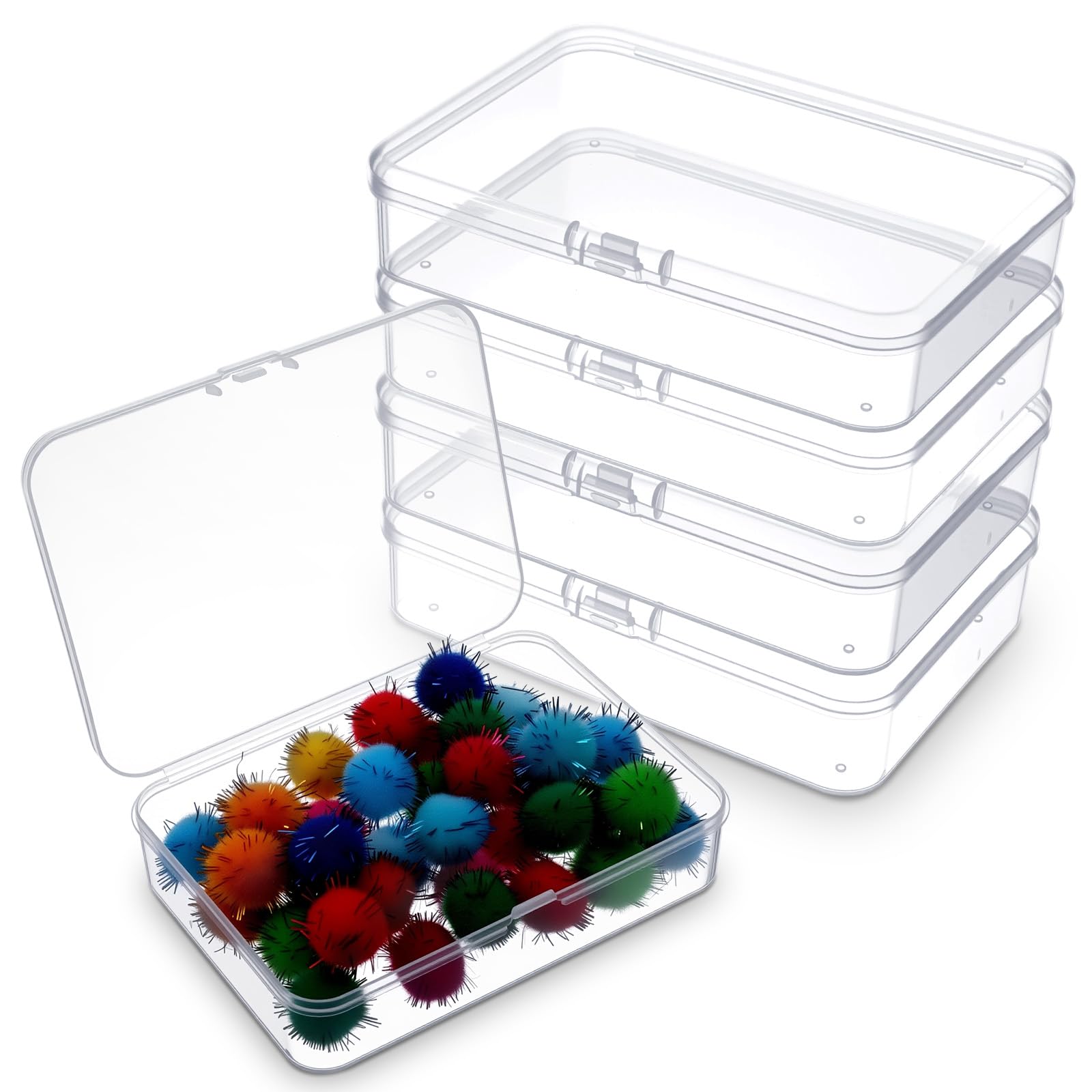 MANCHAP Lot de 12 boîtes de rangement en plastique transparent à 8 compartiments réglables - 10,5 x 6,8 x 2,3 cm- Transparents boite de rangement pour perles, vis