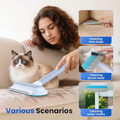 Miniatura 4 de Paquete de 2 herramientas de depilación de mascotas, removedor de pelo de perros y gatos 4 en 1 para muebles, cepillo removedor de pelo de mascotas