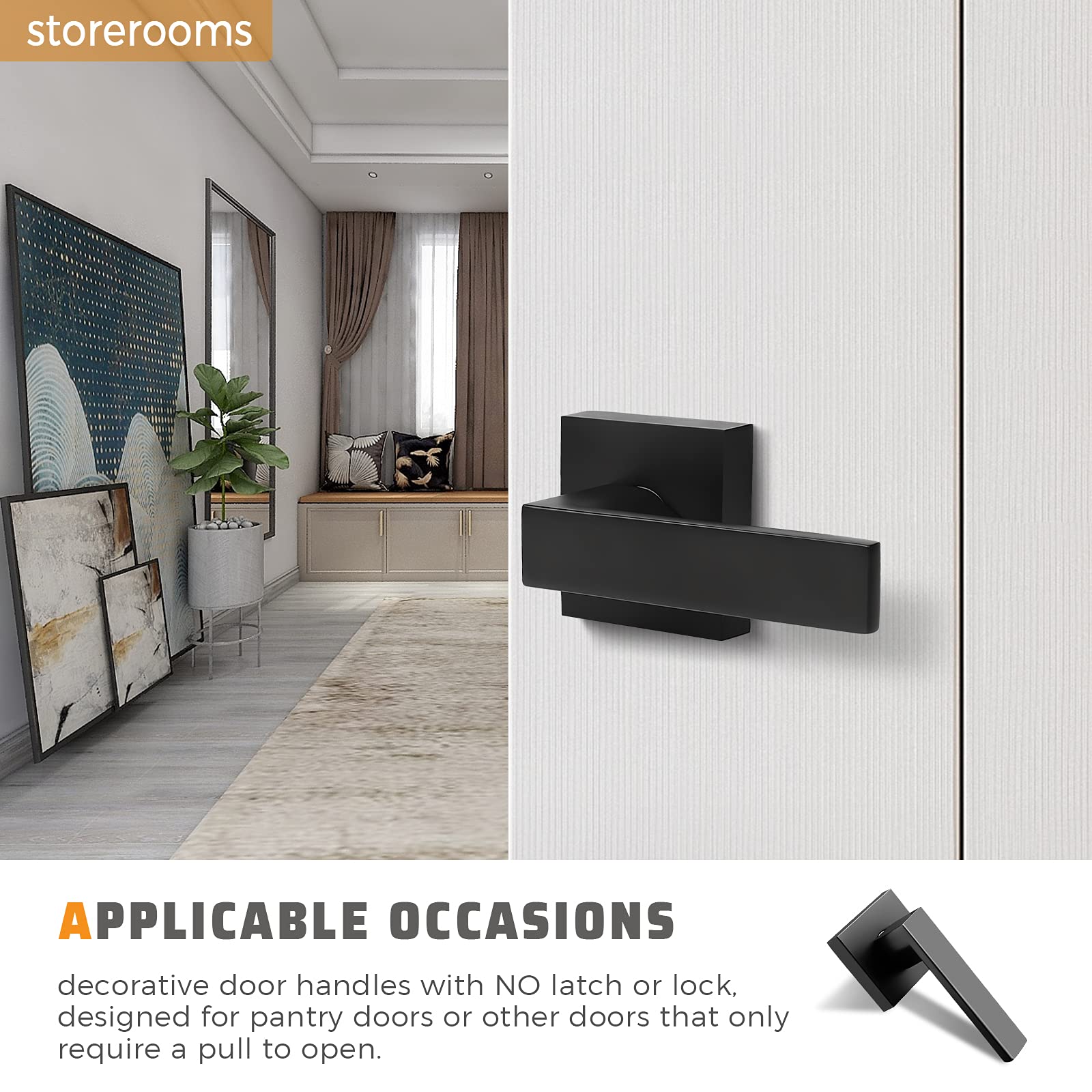 KNOBWELL 3 Pack Black Dummy Lever Door Handles, Single