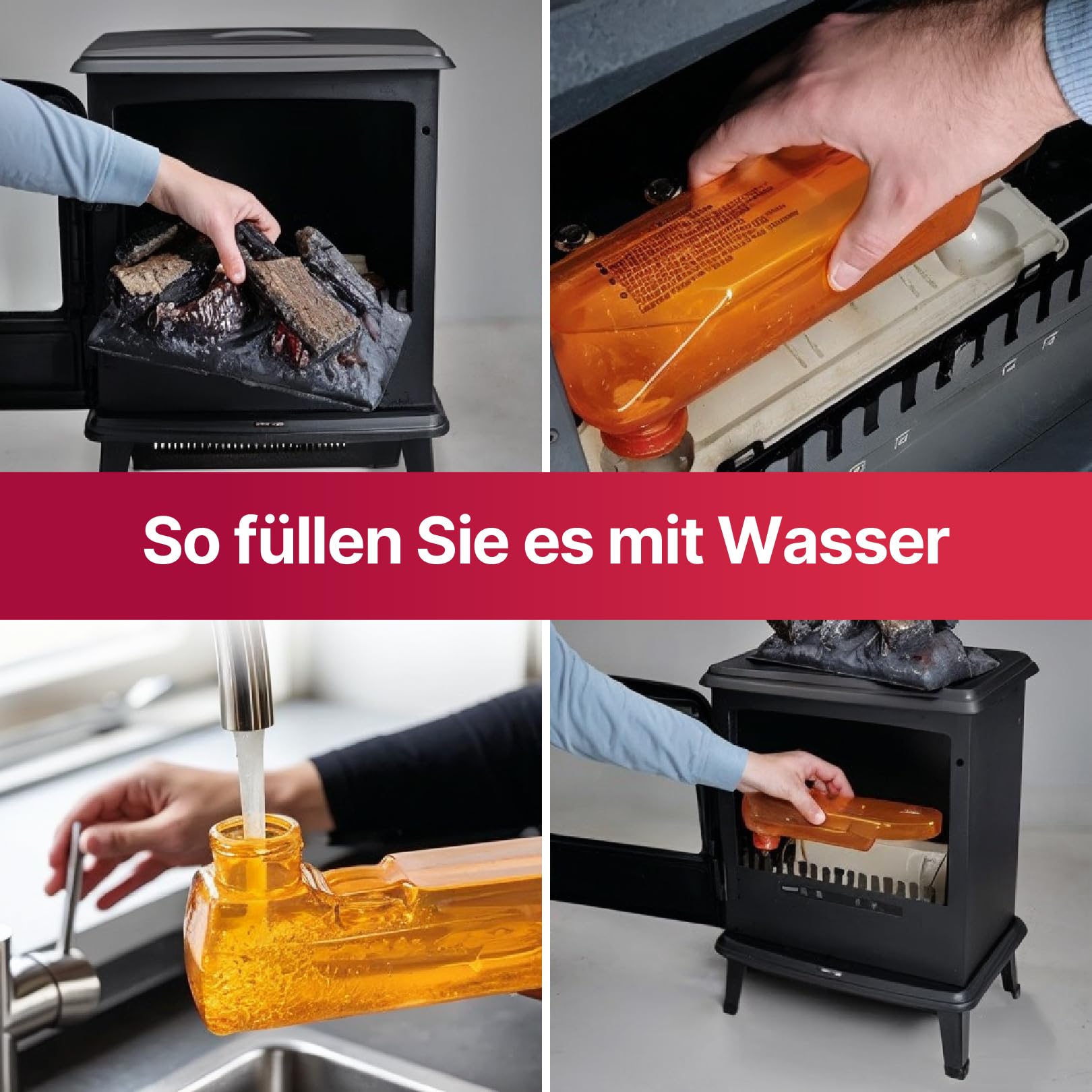 Dimplex Elektrokamin Evandale - Elektrokamin mit Heizung und Kaminfeuer - 1000W / 2000W - Wasserdampf Kamin - LED Optimyst 3D Flammeneffekt - Inklusive Fernbedienung - Black