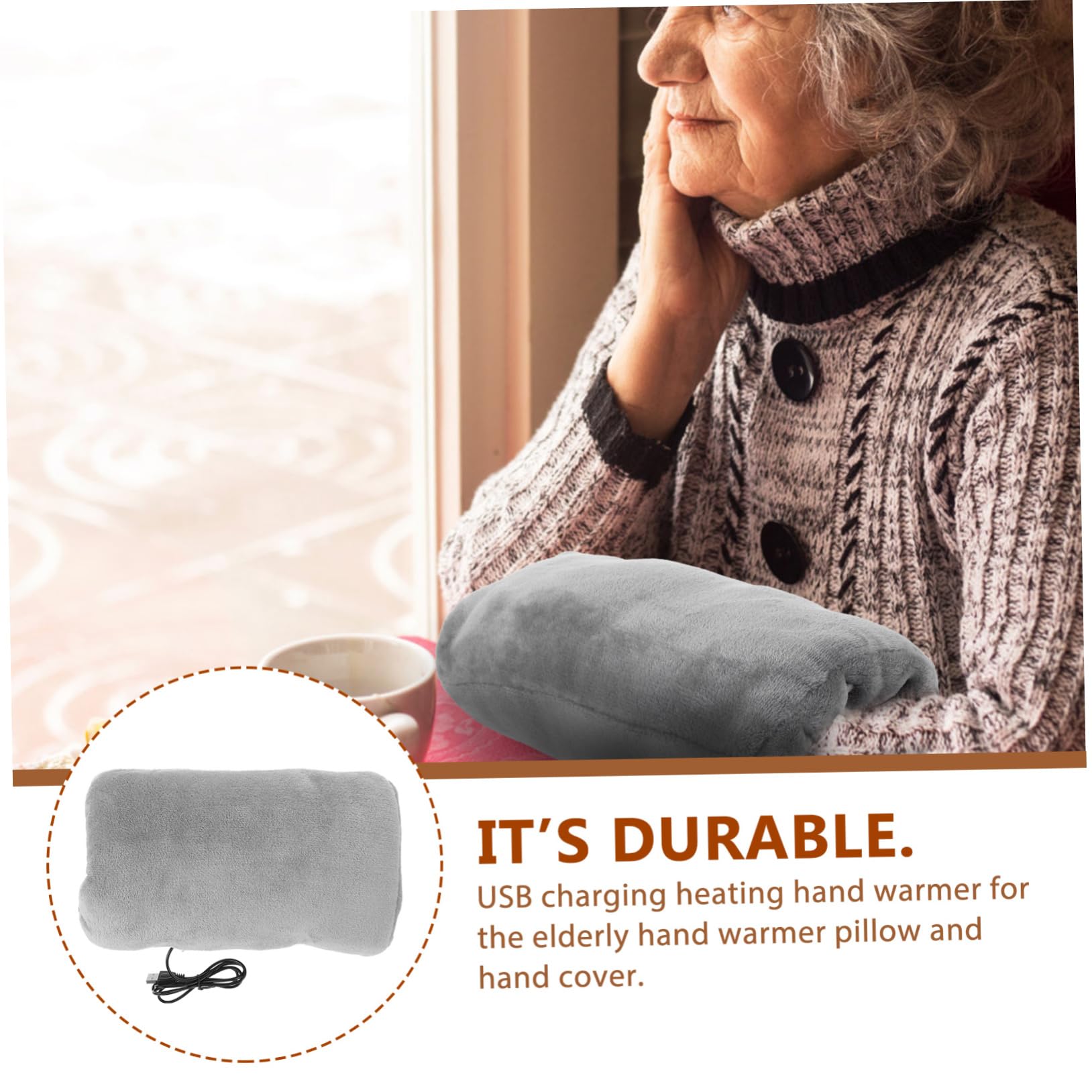 YARNOW Cuscino Scaldamani Portatile Scaldino Invernale Da Donna Tappo Silenziatore Di Peluche Peloso Elettrico Borsa Scaldavivande Appesa Scaldamani Riscaldato Operato Grey Flanella