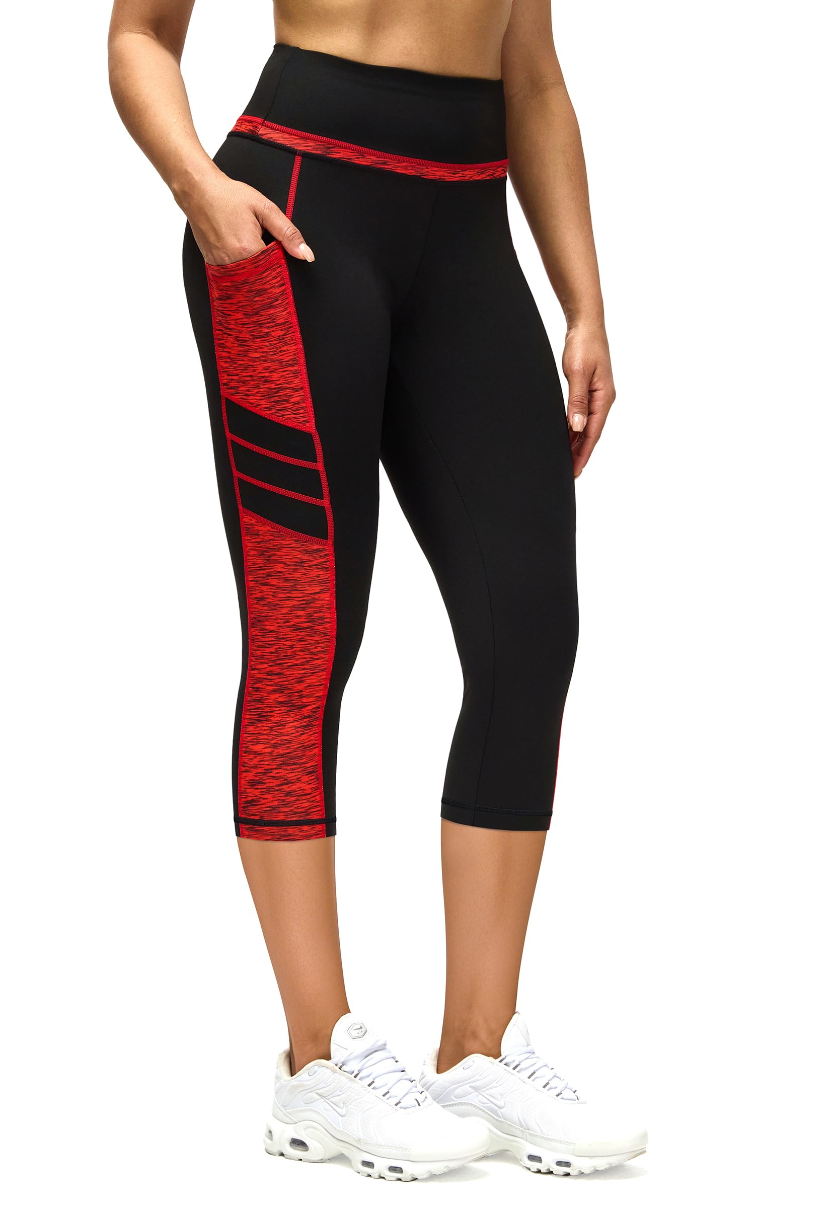 Rexspek Sporthose Damen 3/4 mit Tasche,Blickdicht Leggings Damen Jogginghose Damen Fitnesshose