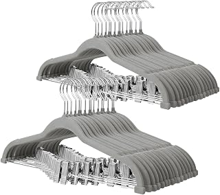 ManGotree 42,7 cm Samt-Hosenbügel mit beweglichen Clips 32 Stück Grau
