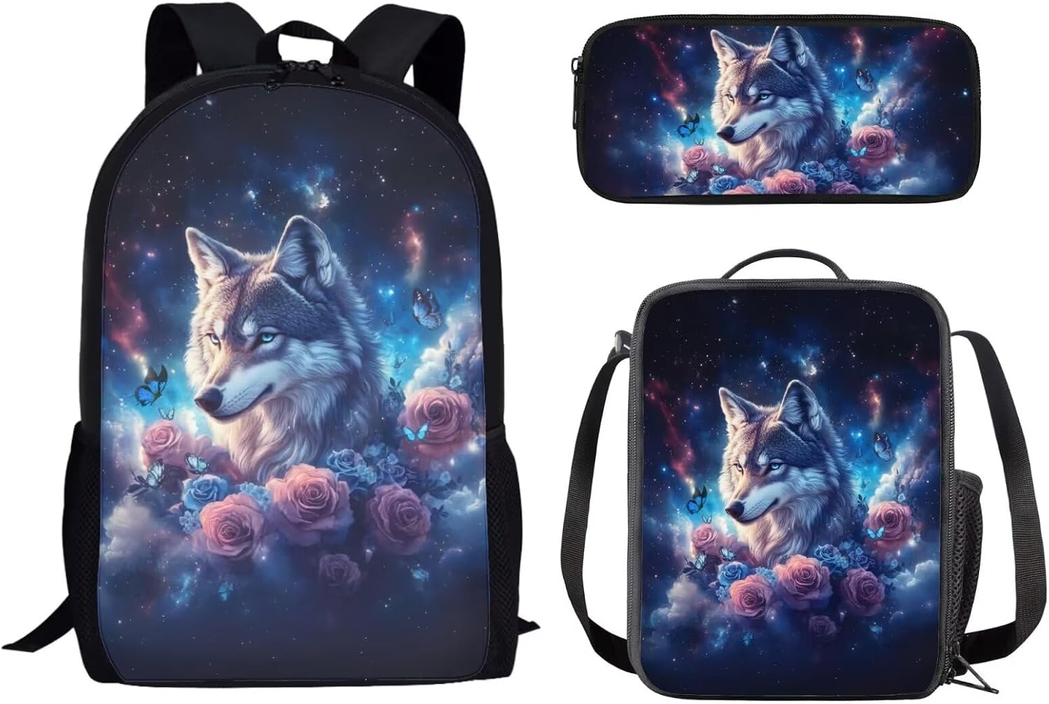 Cute Dog Backpack School Lightweight Backpacks for Girls Boys for School Students with Lunch Box Pencil Case Set, Shoulder Back Pack for Elementary Middle Kids 3 in 1 School Bag Set