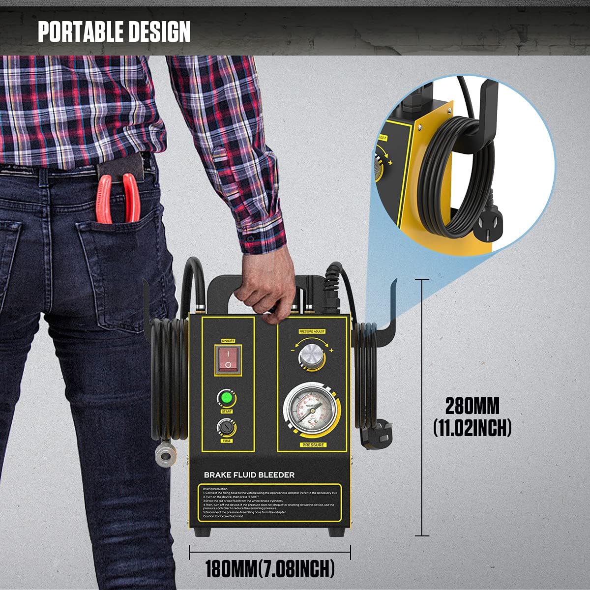 Automatic Brake Fluid Bleeder AST605 Pulse Brake System Bleeding Tools,Four-Pumps Brake Fluid Exchanger,One-Person Operation Brake Bleeder Kit With Fast Brake Extractor,Adjustable Pressure, 110V/220V