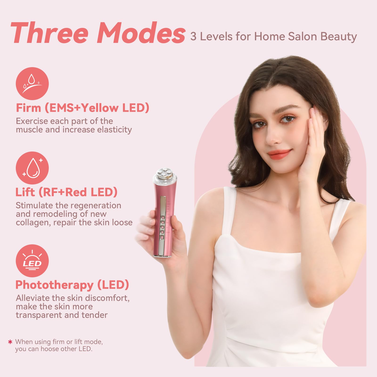 CARER SPARK Appareil Facial Radiofréquence Massager Facial anti-rides avec 3 Thérapies à la Lumière LED pour Réduire les Rides Raffermir la Peau et Lutter Contre le Vieillissement