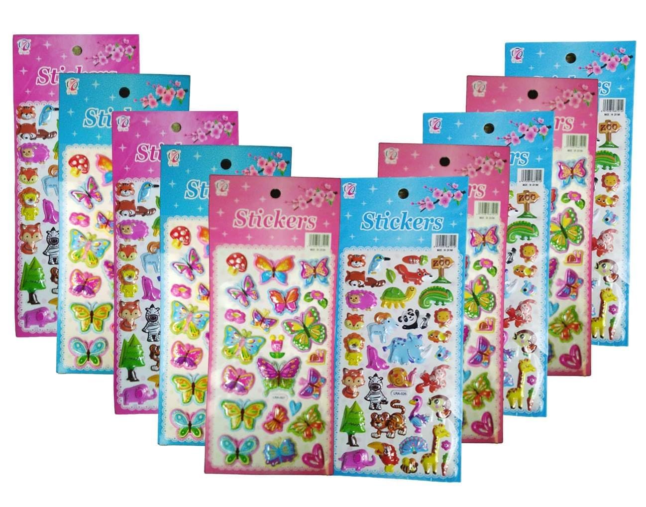 MONKEYTAIL Cute Animal-Themed Puffy Stickers as Birthday Return Gift for Kids| Set of 10 | Foam Stickers for Crafting, Scrapbooking, Pinata Fillers, and Wall Decorations