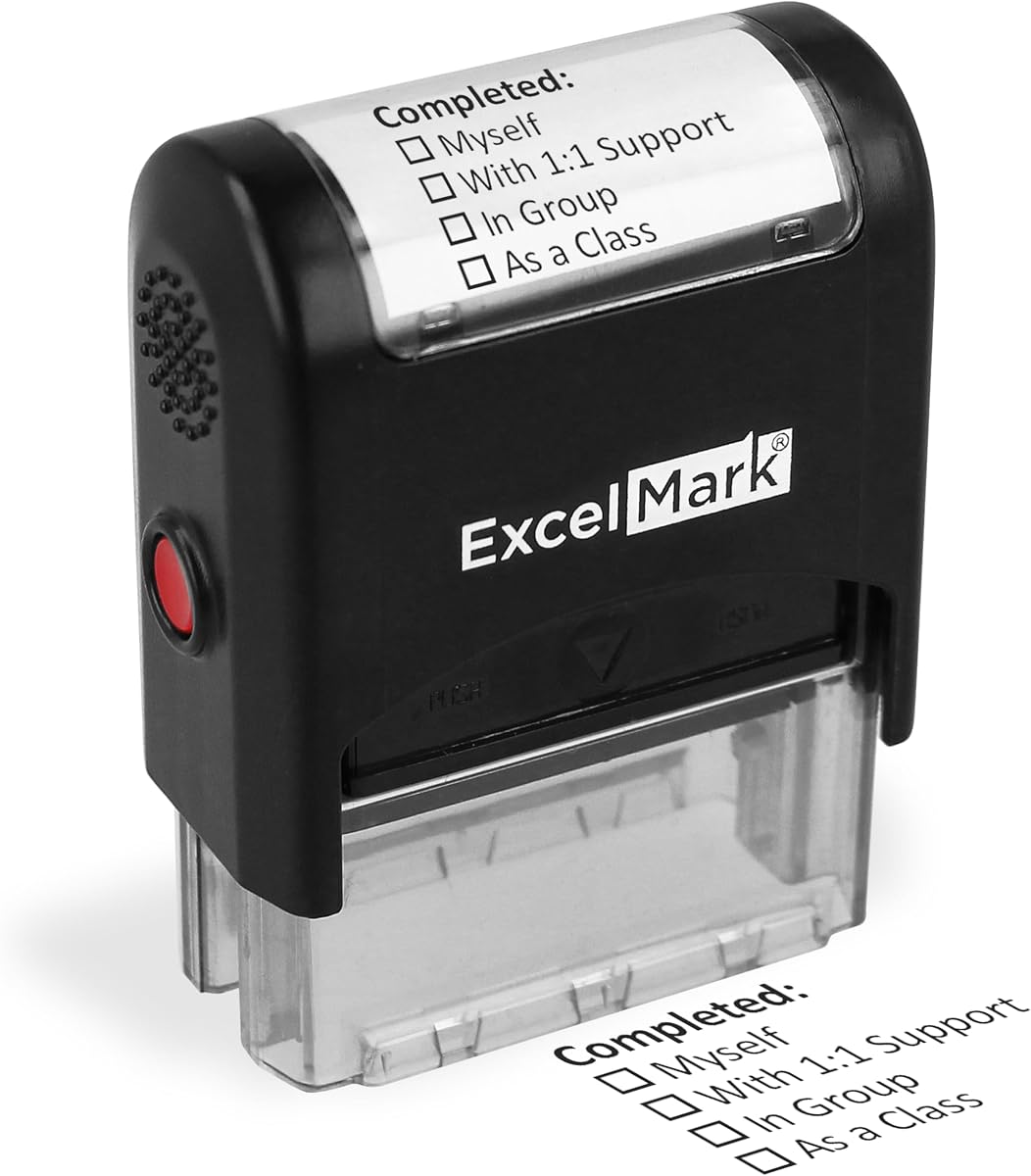 Rectangular Completed Teacher Stamp Self Inking - Black Ink (A2359) | special education accommodations needs classroom