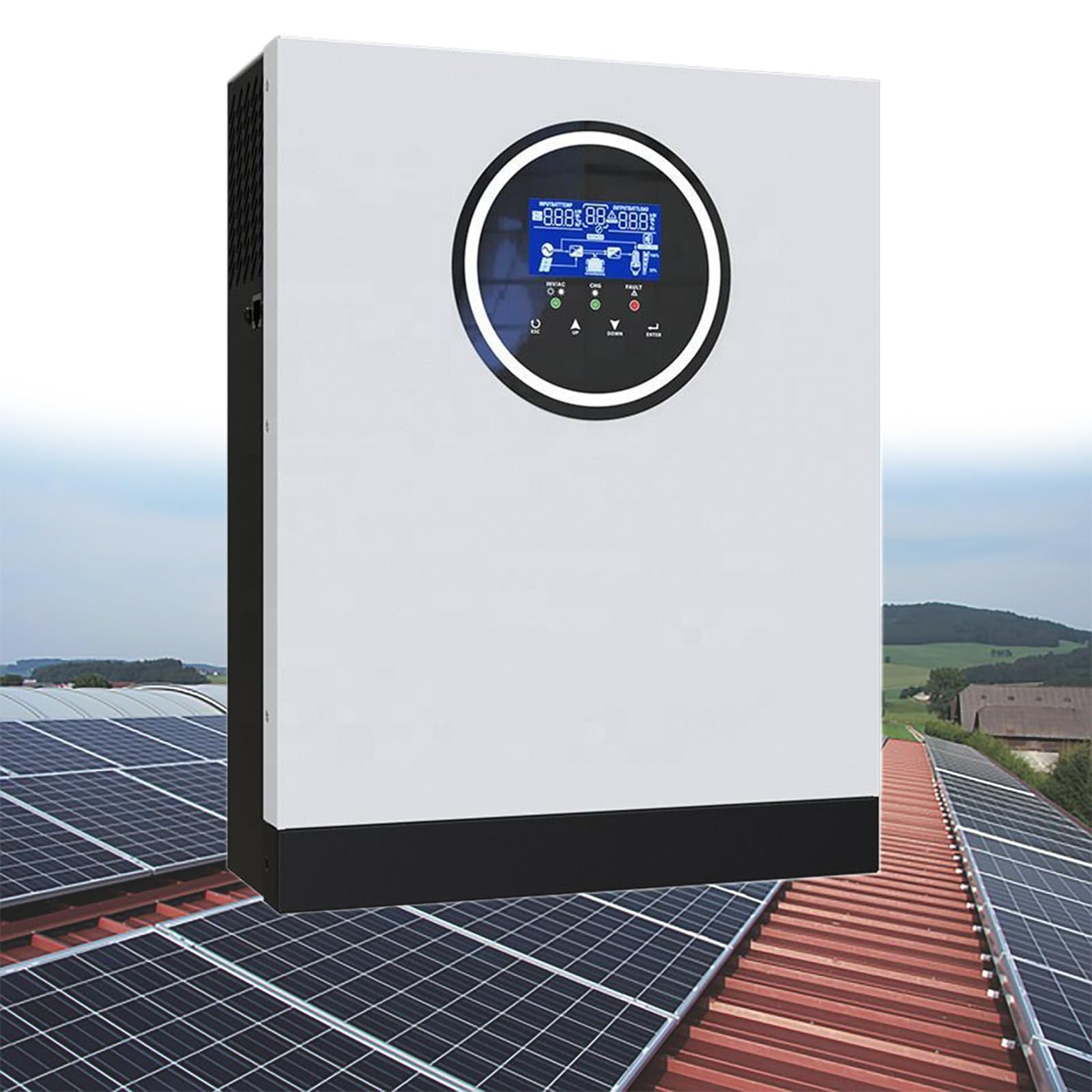 Inverter Solare da 3000 W, Inverter da 24 V CC a 220 V CA, con Regolatore MPPT da 80 A, Inverter Ibrido, Ingresso FV Massimo 3000 W, 450 V CC, Supporta Batterie Senza Batteria