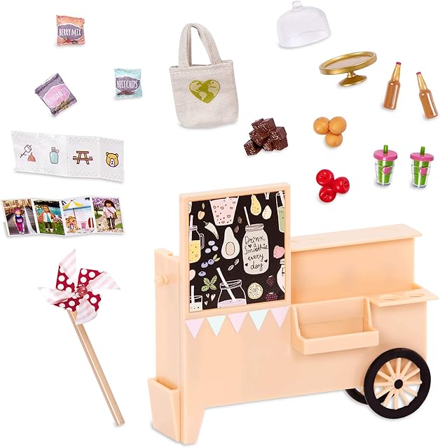Lori Dolls  Snack Cart for Mini Dolls  Play Food & Accessories  Toy Travel Accessory  Take-Away Treat Cart  Playset for Kids  3 Years +