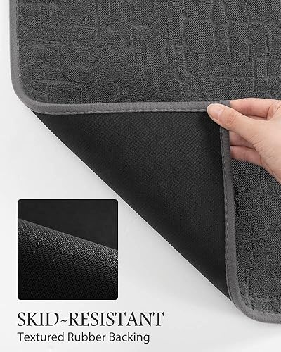 Miniatura 7 de AMOAMI - Tapete de baño - Tapetes de piso de baño absorbentes de secado rápido - Tapetes de baño lavables con respaldo de goma para alfombras de