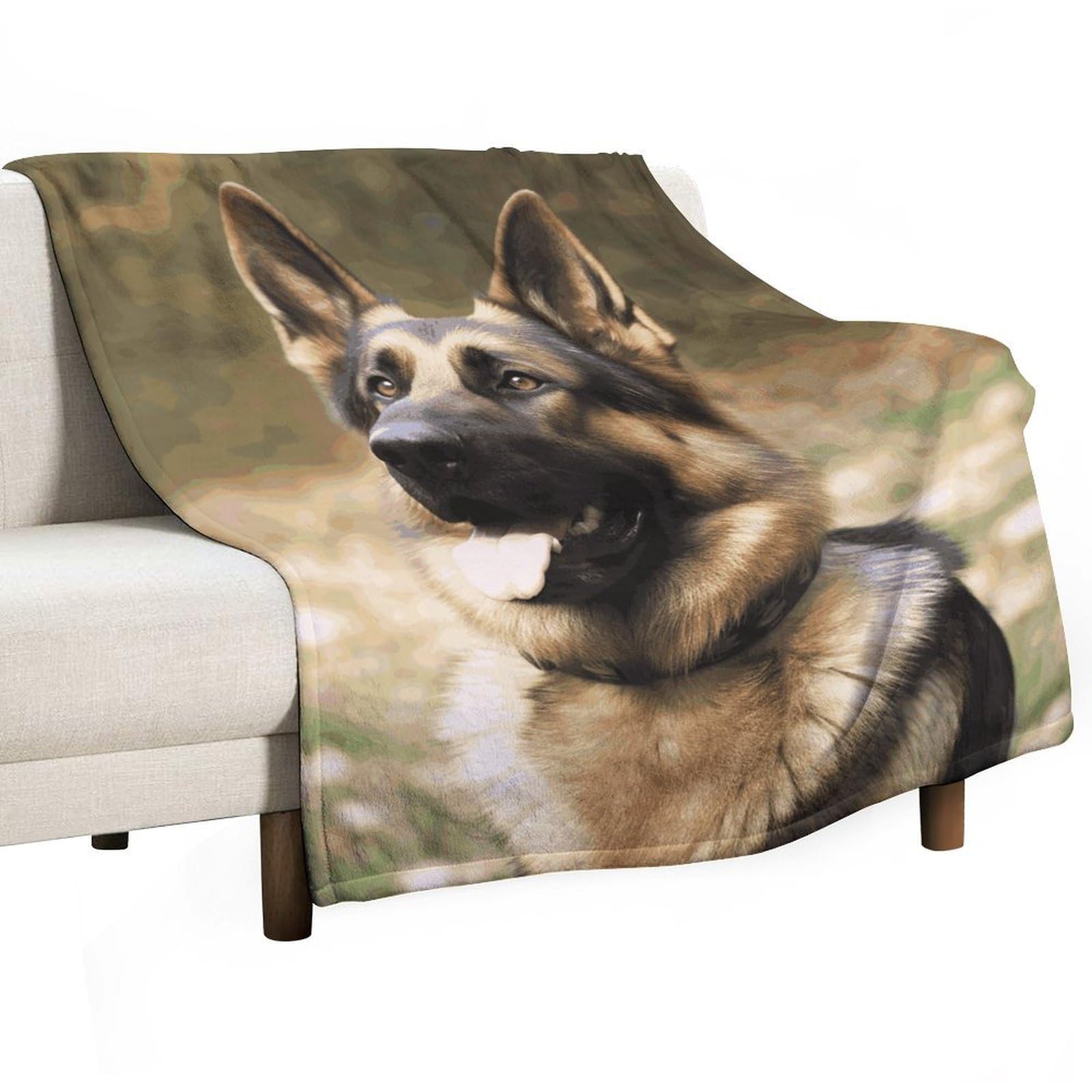 Couverture polaire super douce motif berger allemand jeté de lit haut de gamme